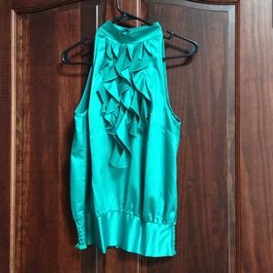 Turquoise ruffle halter top Medium