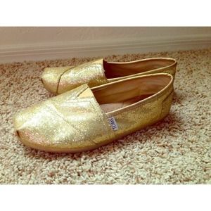 SOLD Sparkly Gold Toms -size 8 1/2 SOLD
