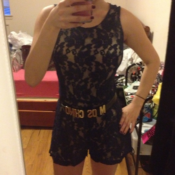 Navy blue lace romper