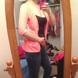 Neon pink cardigan