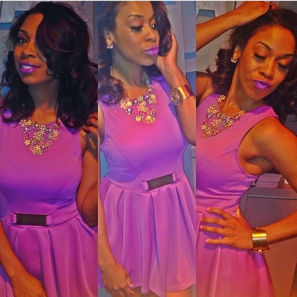 Purple dress with Gold plated belt
