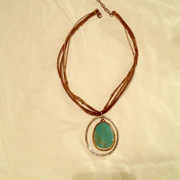 Turquoise, silver and leather Silpada necklace.