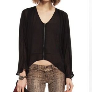 Sheer black top with zipper front