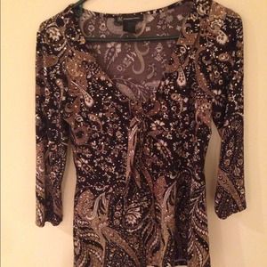 INC "International Concept" BROWN & BLACK BLOUSE