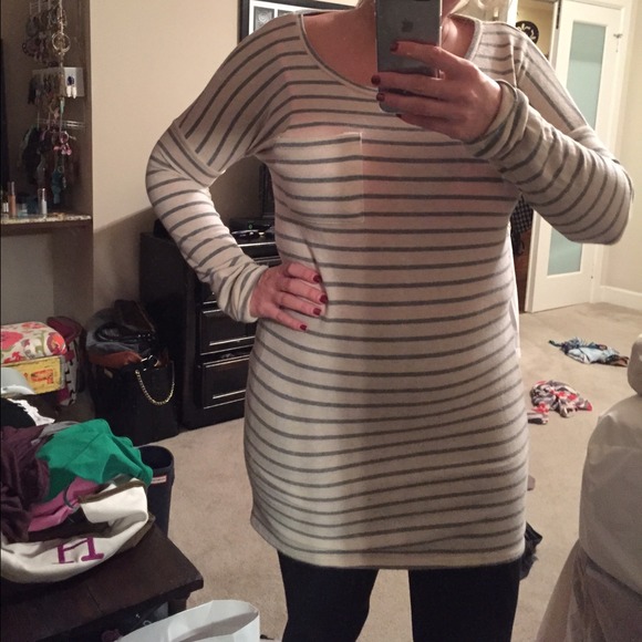 Tan and grey sweater dress