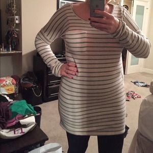 Tan and grey sweater dress