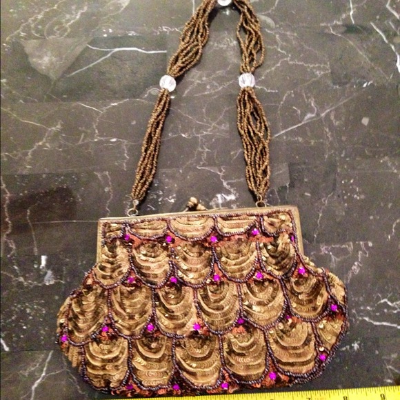Vintage Golden embroidered clutch