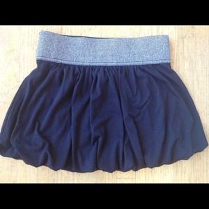 Black Skirt with Shiny Grey Waistband