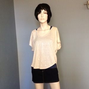 Xbundledxx Beige oversized top with subtle sequins