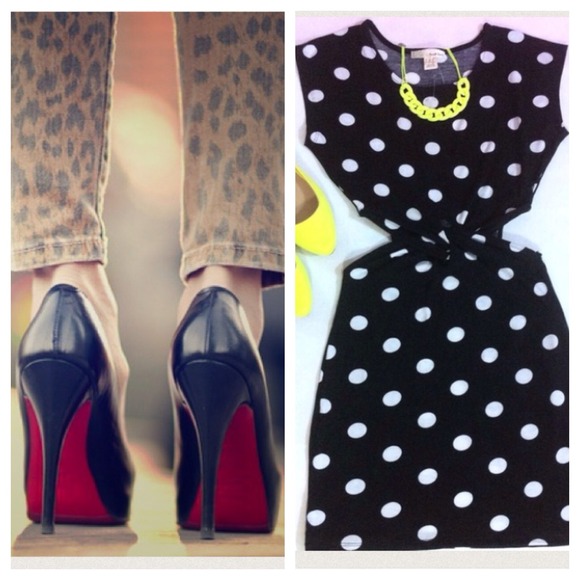 Dresses & Skirts - Leopard Skinny Jeans & Retro Polka Dot Dress