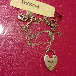 $ SOLD $ Fossil luv story thin chain necklace