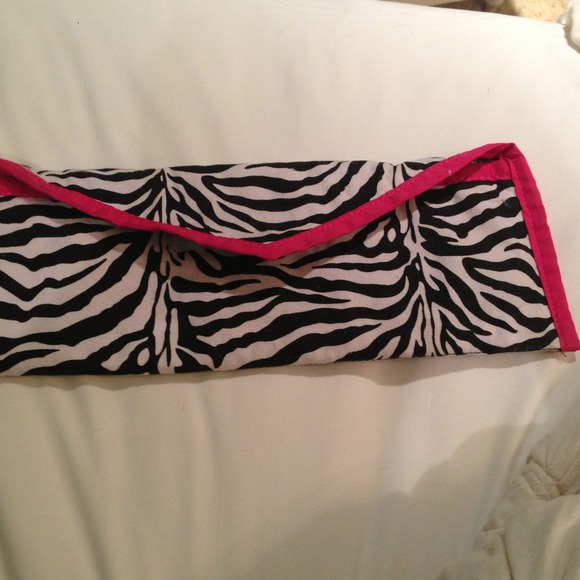 Zebra print straightener case with pink outline