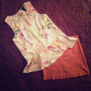 Watercolor peplum tank top
