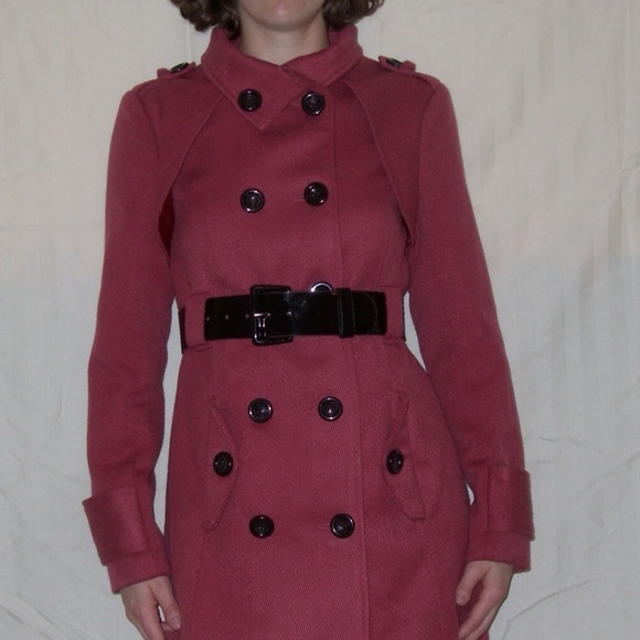 Berry colored dress coat. - Picture 2 of 3