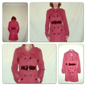Berry colored dress coat.