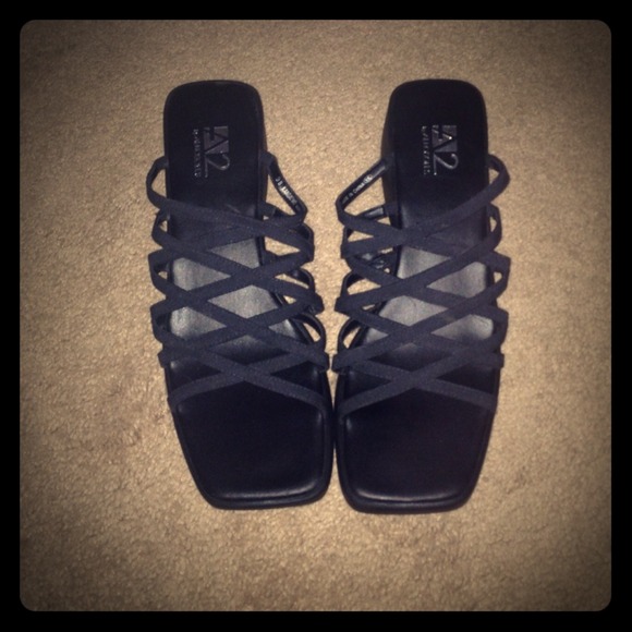 Black strappy sandals!