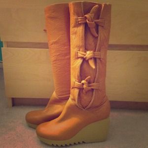 Never Worn Brown Wedge Boots