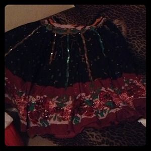 Multi color long flowing skirt