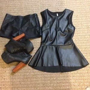 Leather Peplum Top