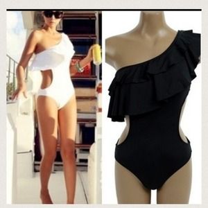 2 Black one piece bathing suits