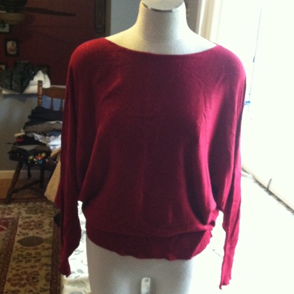 Red shimmery sweater