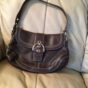 Brown all leather COACH purse
