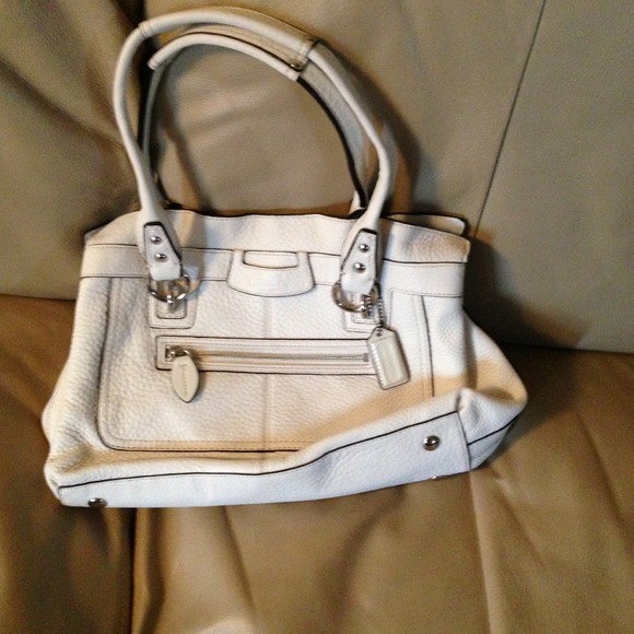 Coach white all leather purse