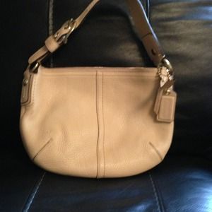 Coach ivory all leather hobo purse
