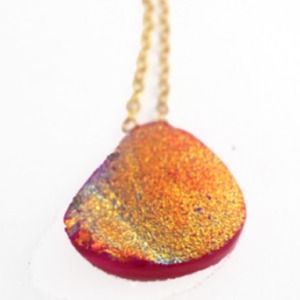 Iridescent sunset Druzy 14k Gold plated Necklace