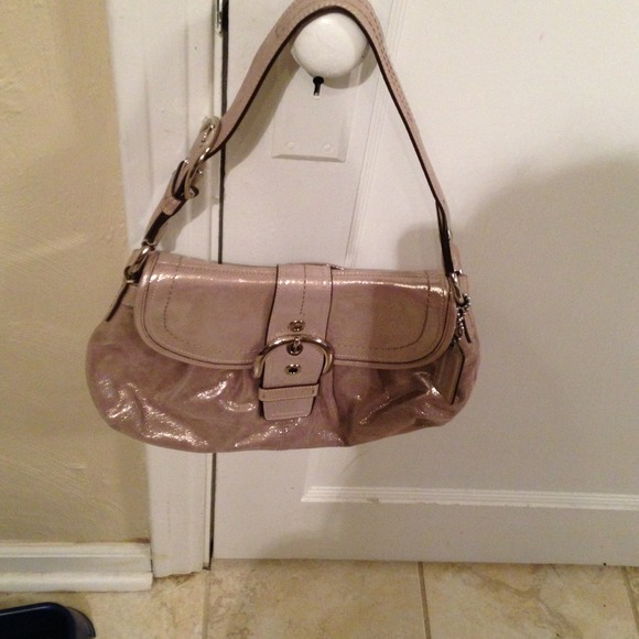 Coach -all leather silver metallic purse