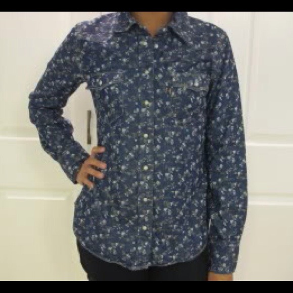 LEVI'S denim floral flannel wmns small