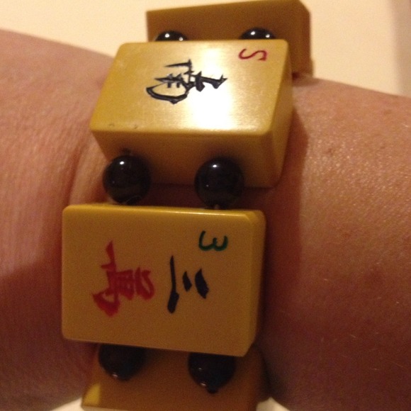 Antique mahjong tile bracelet