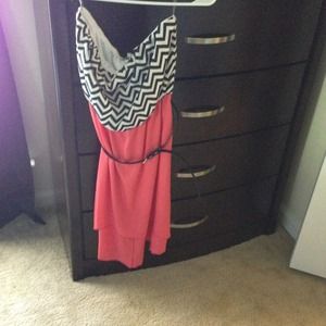 Hot pink chevron dress.
