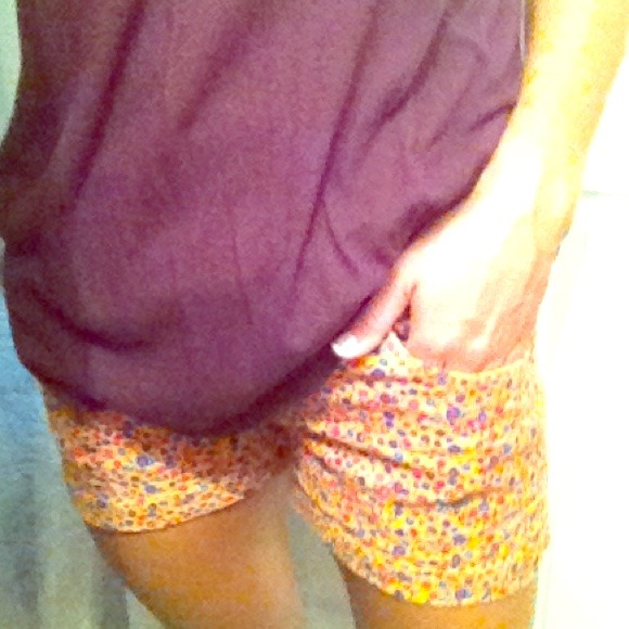 *Traded* Funky corduroy flower shorts! Worn once.