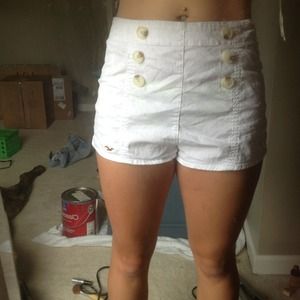 Hollister white zip up shorts!