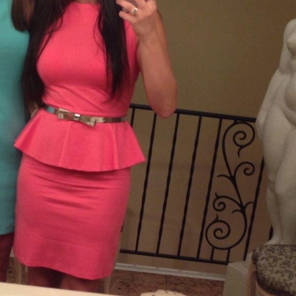 BCBG candy pink peplum dress