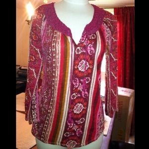 Multi color crotchet neck Lucky Brand top