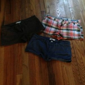 3 pair of shorts 1 Abercrombie and 2 Hollister  Co
