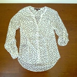 Forever 21 Sheer White Tunic Blouse w/ Stars Print