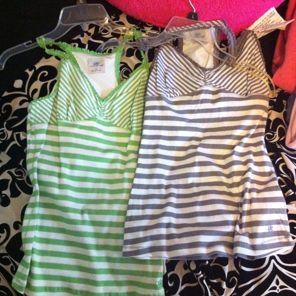 Grey & green stripped tanks