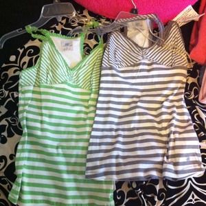 Grey & green stripped tanks