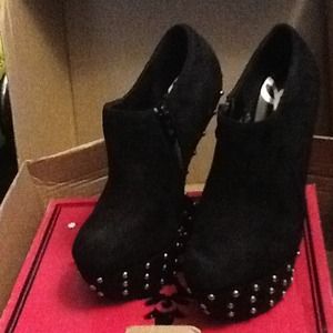Studded heel less ankle bootie