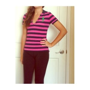 Pink and Blue Striped Polo