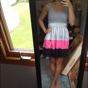 Gray, pink, and black T-shirt dress 👗💄🎀