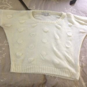 Forever 21 cropped white polka dot sweater
