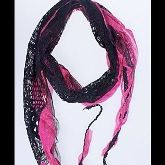 Accessories - ⚠⚠SALE Hot Pink, & Black Short Multi panel Scarf.