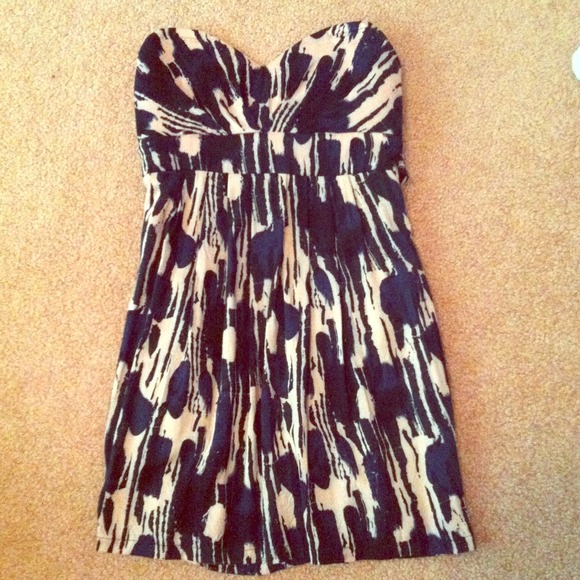Navy blue and baby pink strapless dress