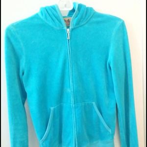 Juicy Couture Terry Cloth Aqua Hoodie SIZE M