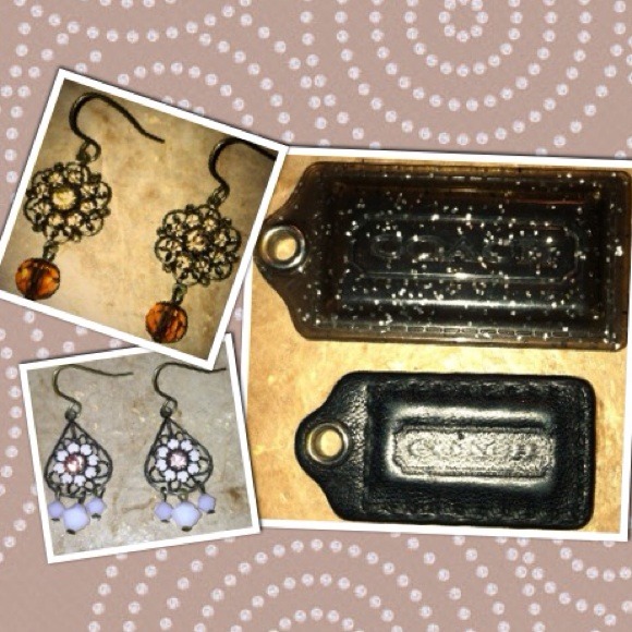 (SOLD) Bundle: Coach Tags/ Pink & Brown Earrings