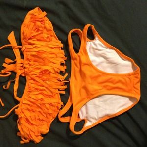 Orange fringe bikini